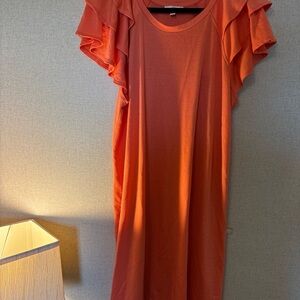 Como Vintage Vibrant Orange Midi Dress
